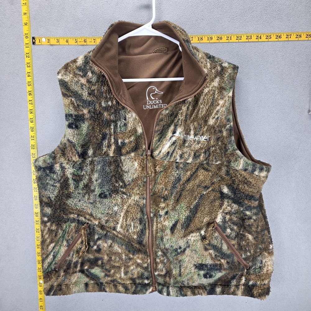 Whitewater Jacket Mens L Camo Ducks Unlimited Fleece Windblocker Reversible